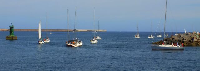 veleros saliendo del puerto deportivo de Gijon